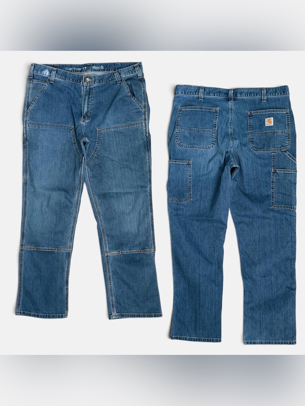 Carhartt Relaxed Straight Rugged Flex Double Front Dungarees Jeans 36x30 (36x28)